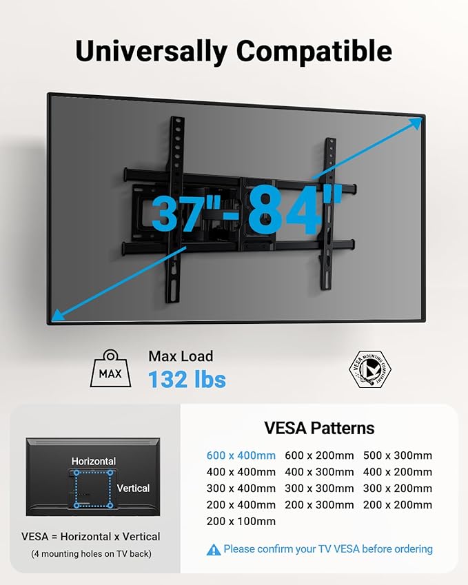 Pipishell Full Motion TV Wall Mount