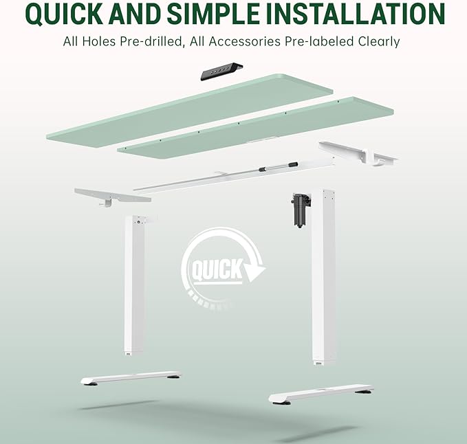 Veken 55 Inch Large Electric Standing Desk, 4 Memory Heights Adjustable