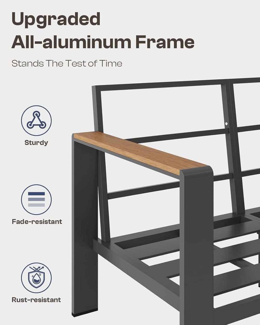 Aluminum Outdoor Patio Furniture Set with Coffee Table, 4 Piece Patio Convers...