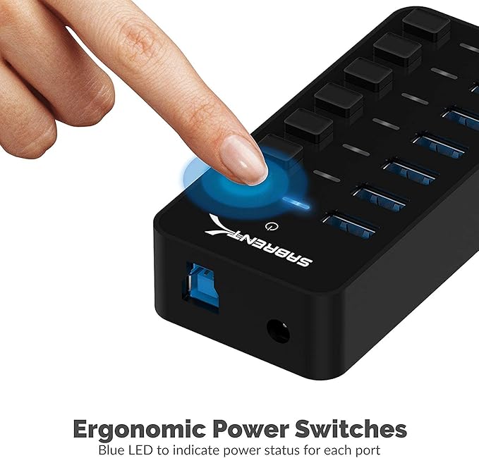 SABRENT 36W 7 Port USB 3.0 Hub