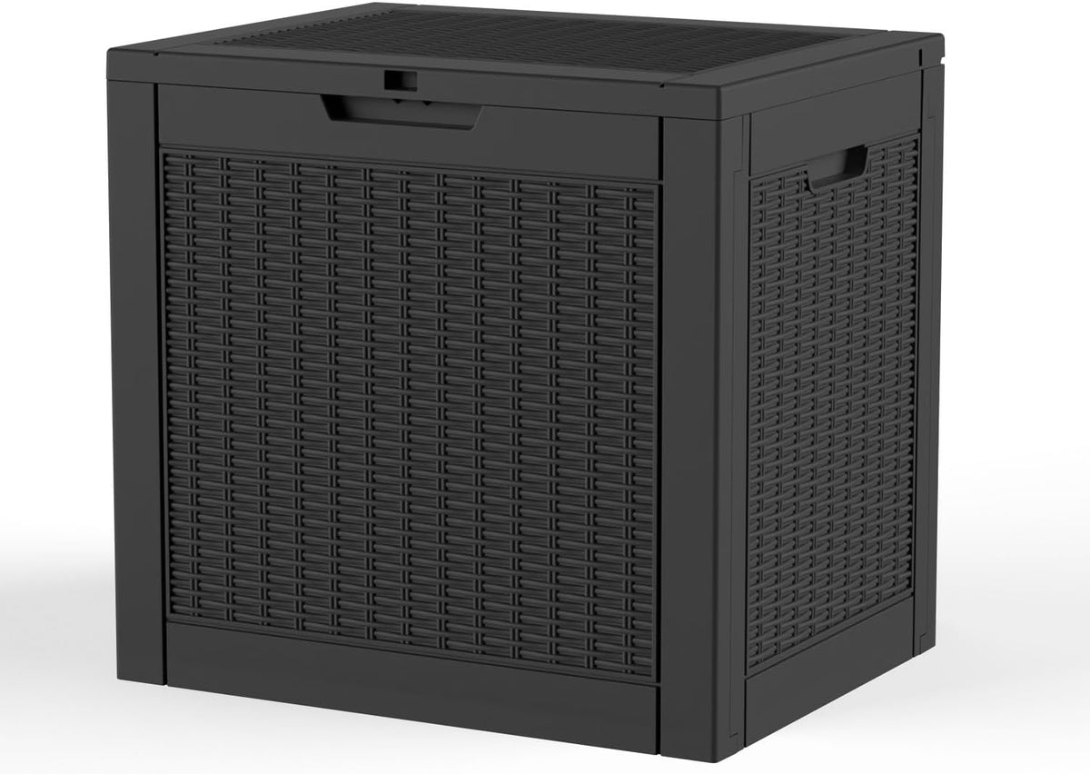 Vixzen 36 Gallon Deck Boxes Outdoor Waterproof, Lockable Resin Storage Box with lid for Furniture Cushions, Weatherproof Containers Outside Storage Boxes for Garden Patio Pool Tools(Black, 36 Gallon)