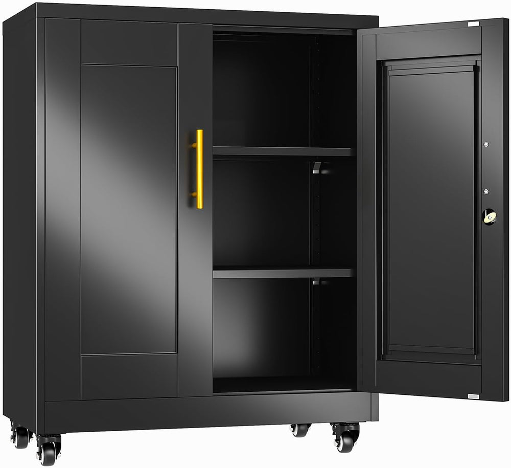 erosoei 35" H Metal Garage Storage Cabinet, Rolling Tool Cabinet with 2 ...