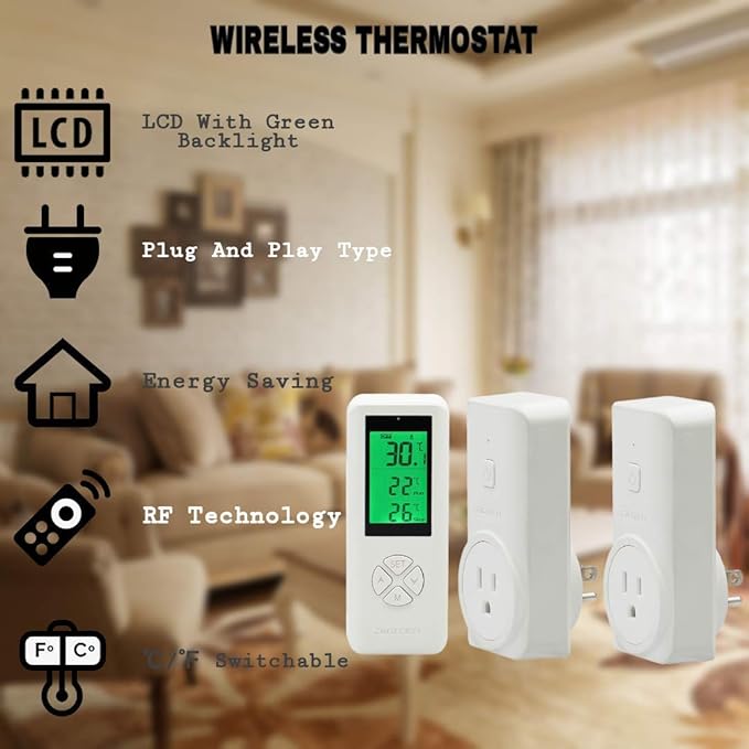 SENSTREE DIGITEN Wireless Temperature Controller, Remote Control Detect Temp
