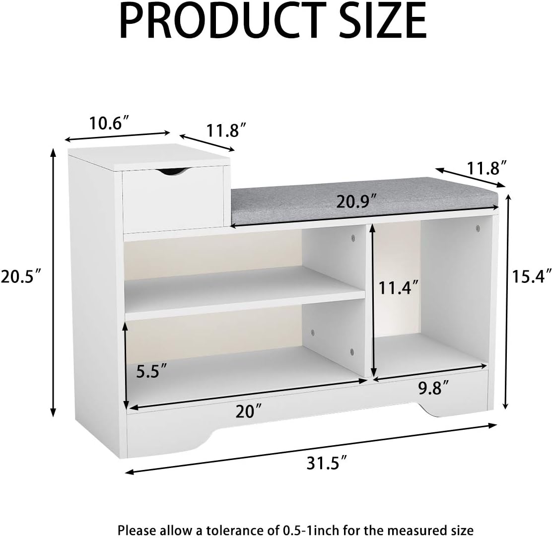 leyo shoe storage benches with cushion seating white shown in use