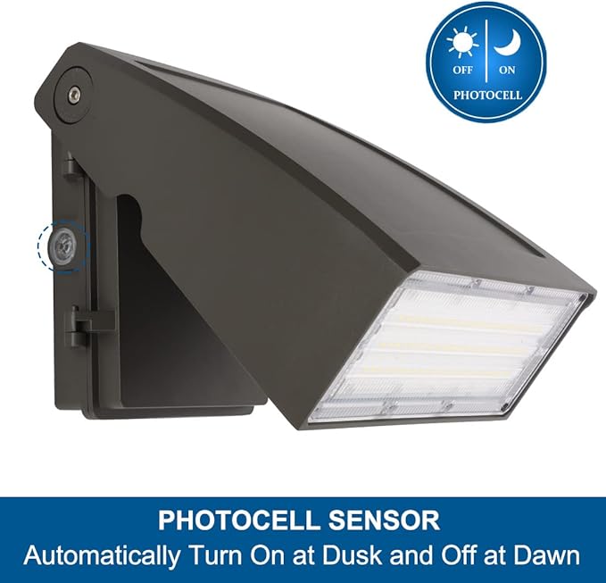 DAKASON 60W LED Wall Pack, Dusk-to-Dawn Photocell, Adjustable Head, Full (2 Pack)