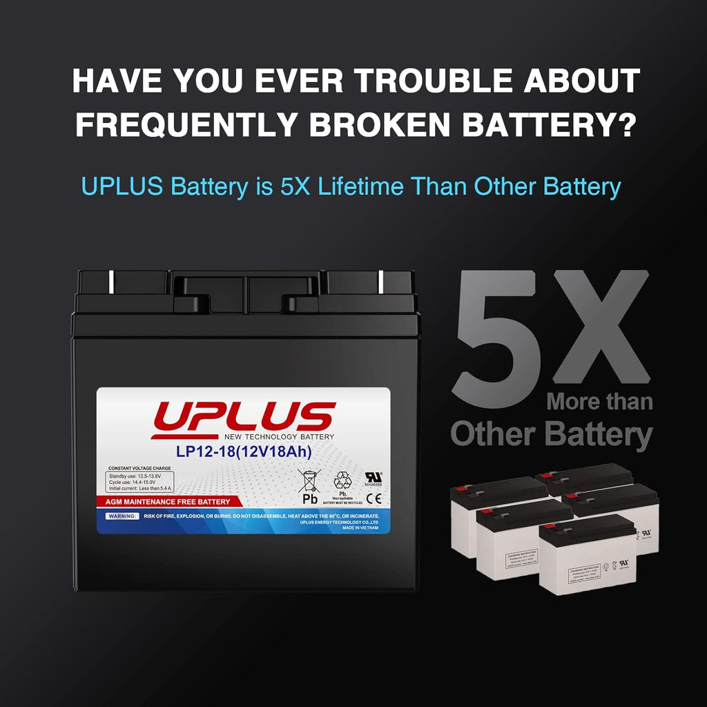 uplus 12v 18ah rechargeable agm battery with nut, close-up detail