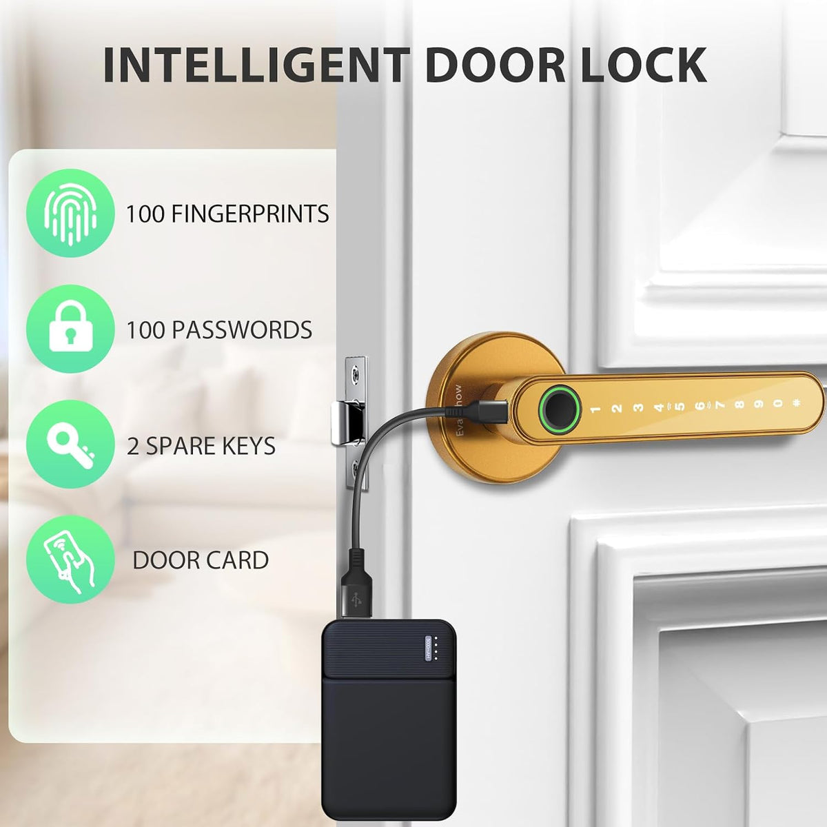 fingerprint door lock biometric door knob with keypad shown in use