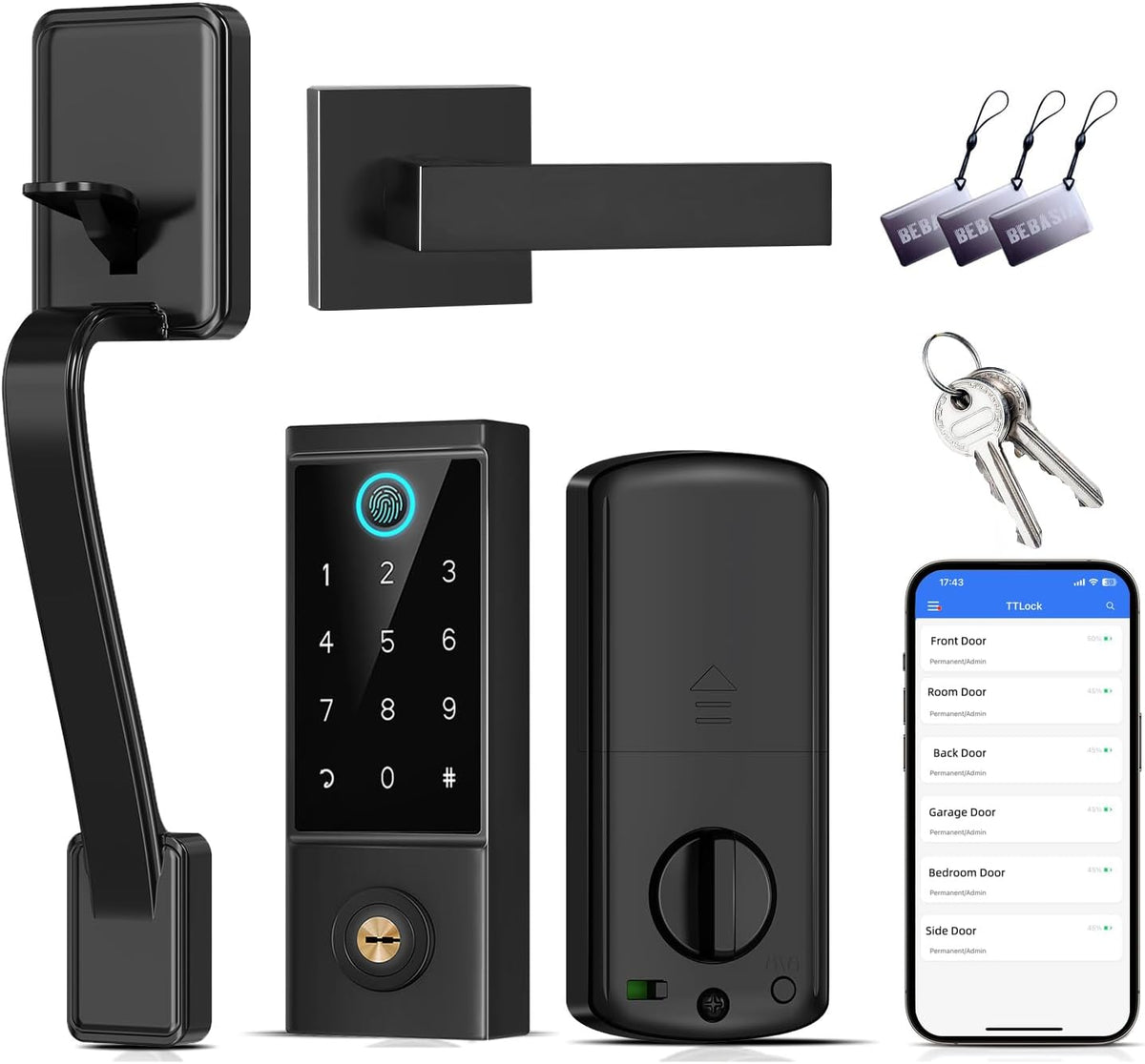 BEBASIA Heavy Duty Fingerprint Smart Door Lock