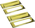 QCAA Solid Brass Mail Slot, with Solid Brass Interior Frame, 13" x 3.625", Polished Brass, 2 Pack, Made in Taiwan