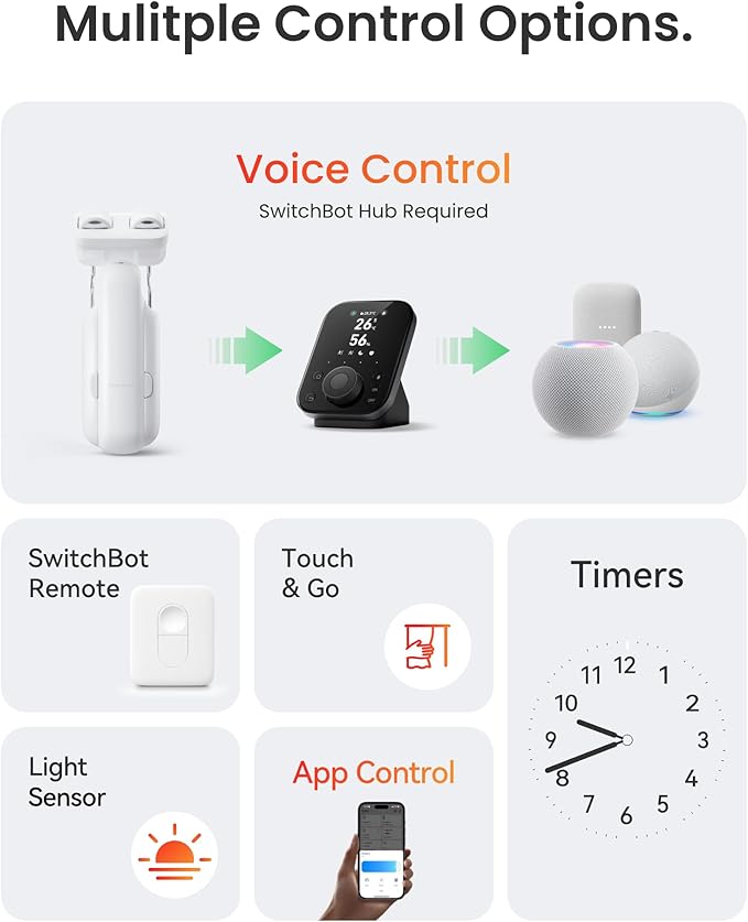 SwitchBot 2025 Automatic Curtain Opener 3 Rod-Bluetooth Remote Control