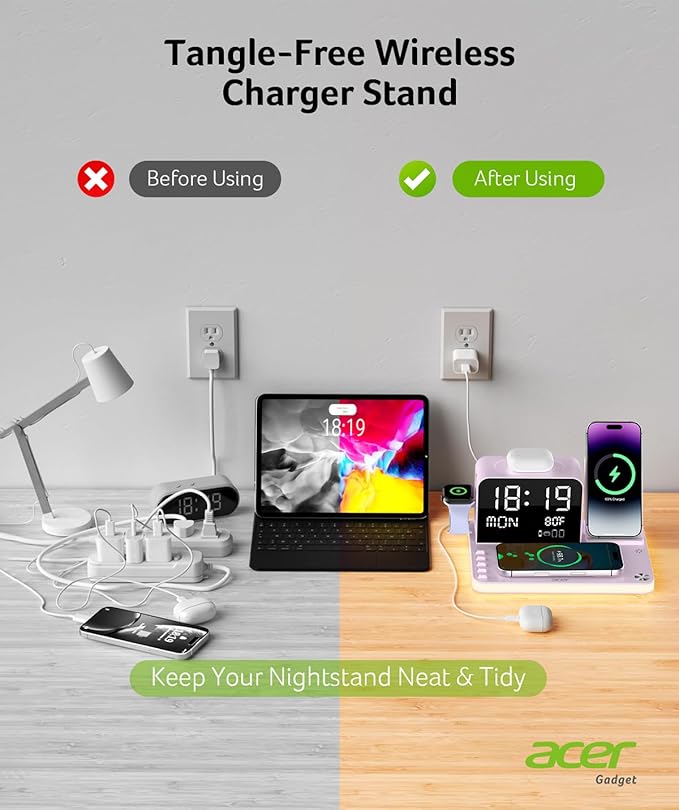 Acer 7-in-1 Wireless Charging Station - 30W Fast Wireless Charger