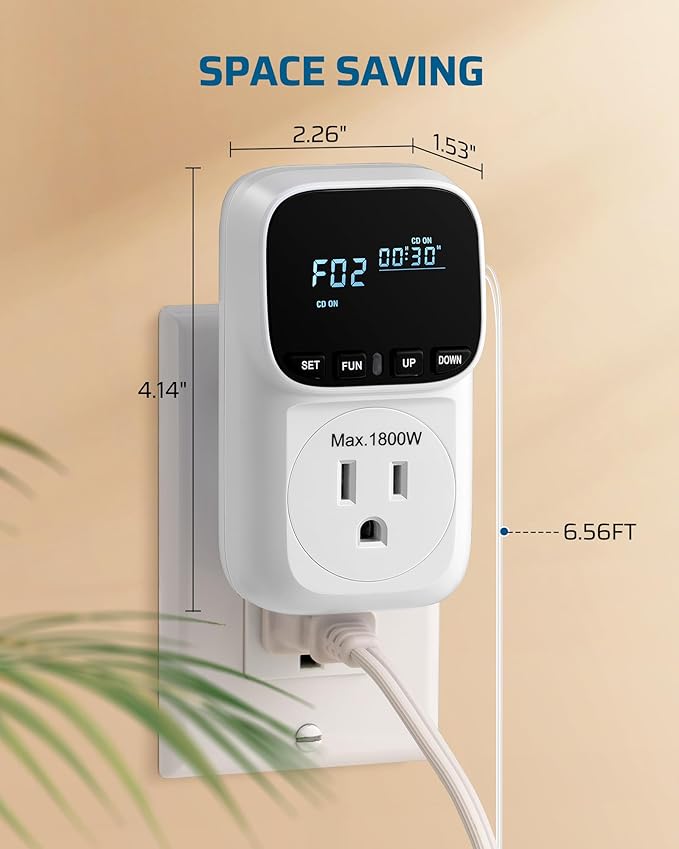 DEWENWILS Digital Temperature Controller, 2 Pack15A/1800W Thermostat Outlet Plug (2 Pack)