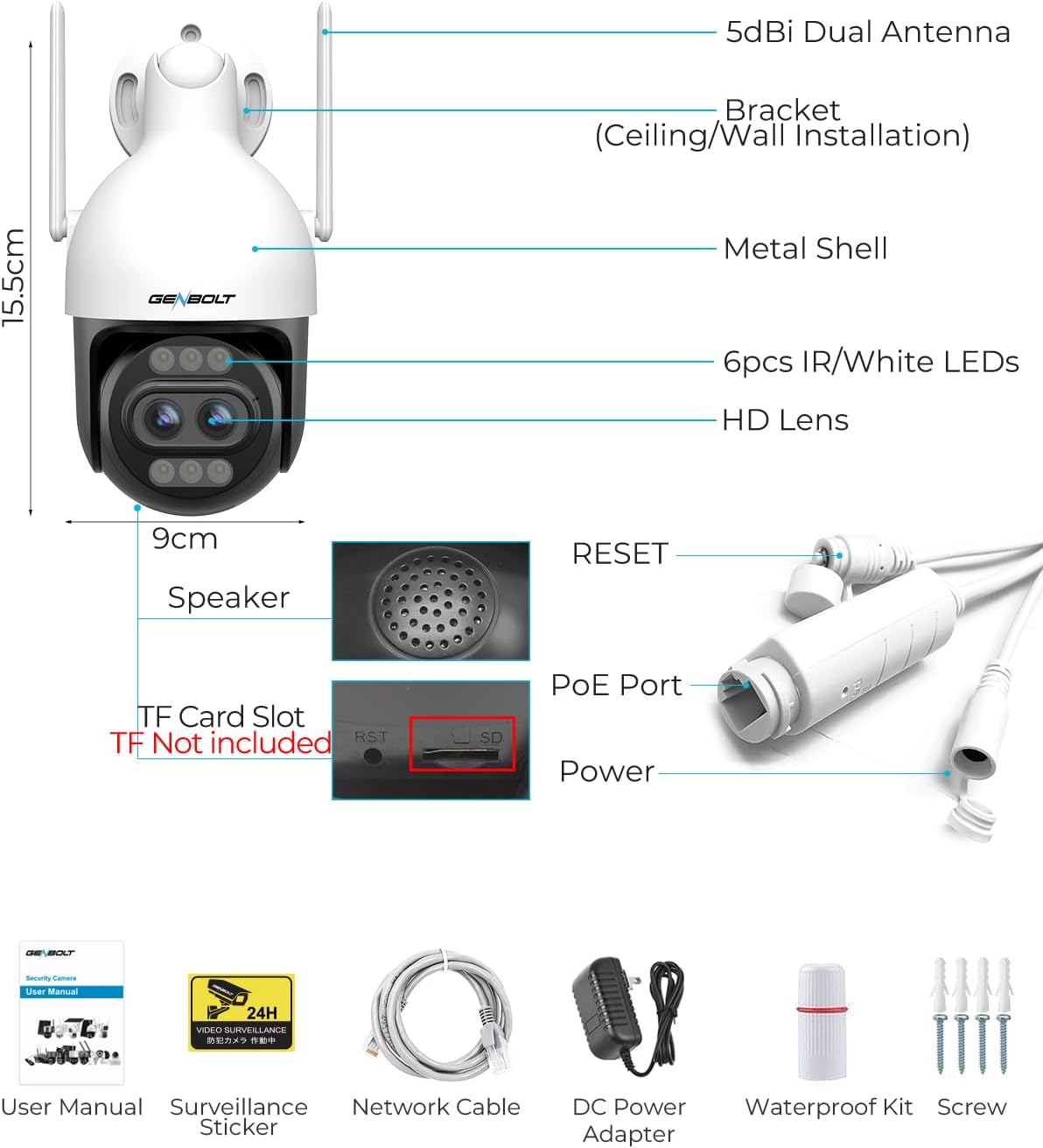 genbolt 4k wifi security camera outdoor wired,8mp cctv, view 10