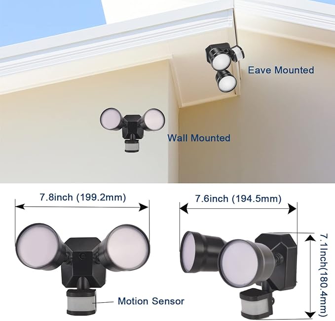 EMANER Security Lights Motion Outdoor, 280W Equiv. Dusk to Dawn LED Flood Light (2-Pack)