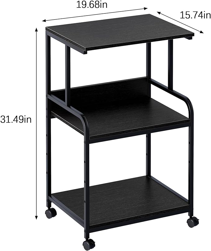 Arbuxzuy Printer Stand with Storage Shelf, 3 Tier Printer Cart with Wheels