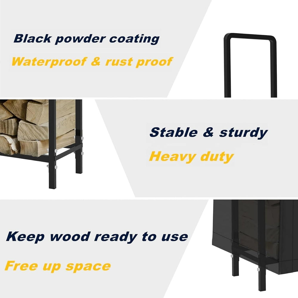 WALMANN 6 ft Firewood Rack with Cover, Heavy Duty Log Rack