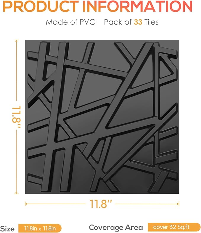 LEVOWAY 33 Pack 3D Wall Panels for Interior Wall Decor, Wall Covering Panles