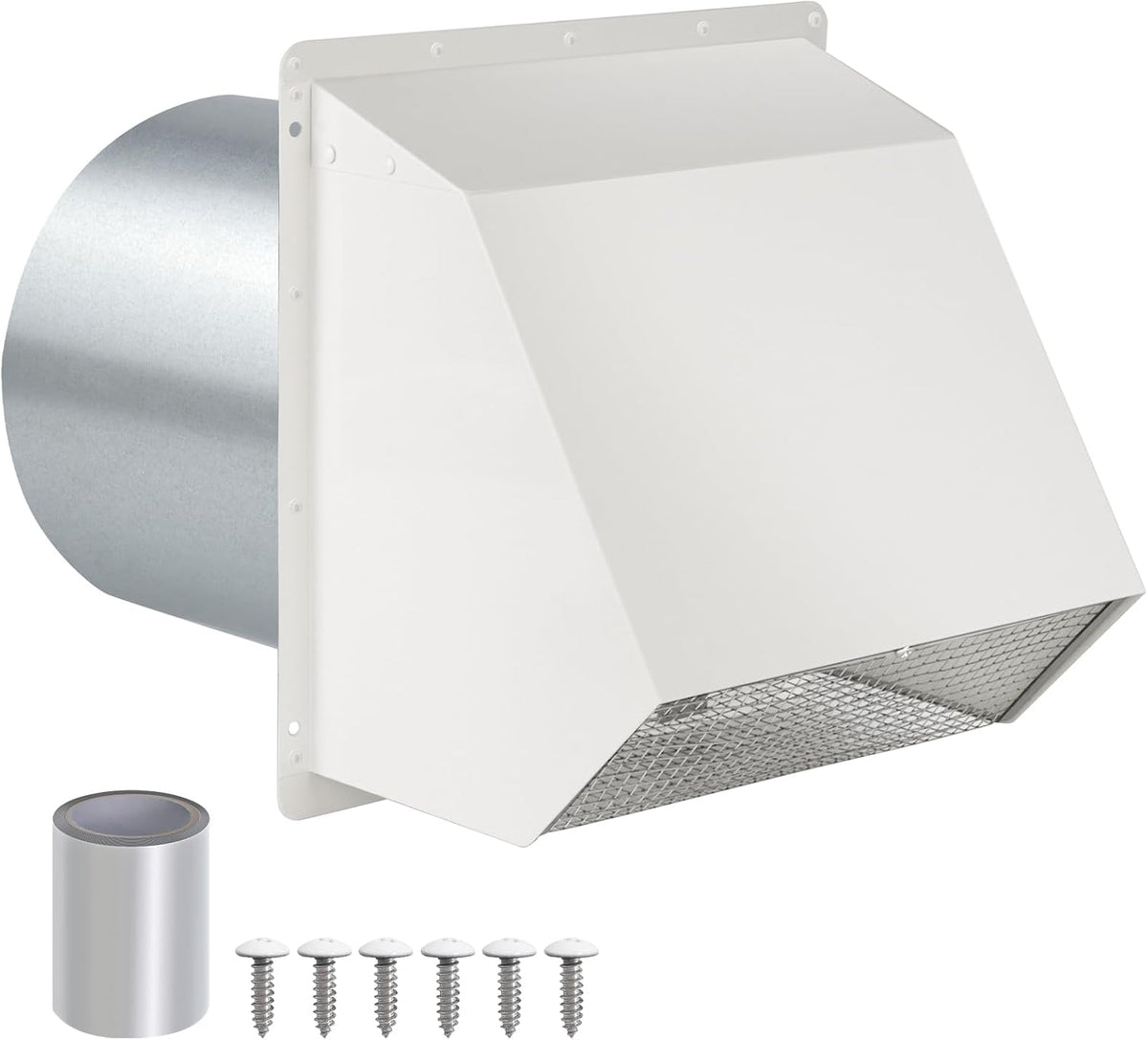 12 Inch Hooded Wall Vent with Screen and Damper, Outdoor Wall Exhaust Vent