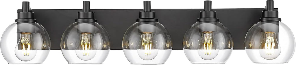 METWET Bathroom Light Fixtures, 5 Light Matte Black Vanity Light, 32 Inch