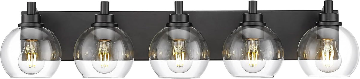 METWET Bathroom Light Fixtures, 5 Light Matte Black Vanity Light, 32 Inch