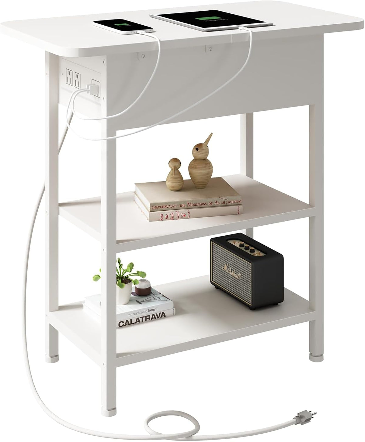 LIDYUK End Table with Charging Station, Flip Top Side Table with USB Ports and