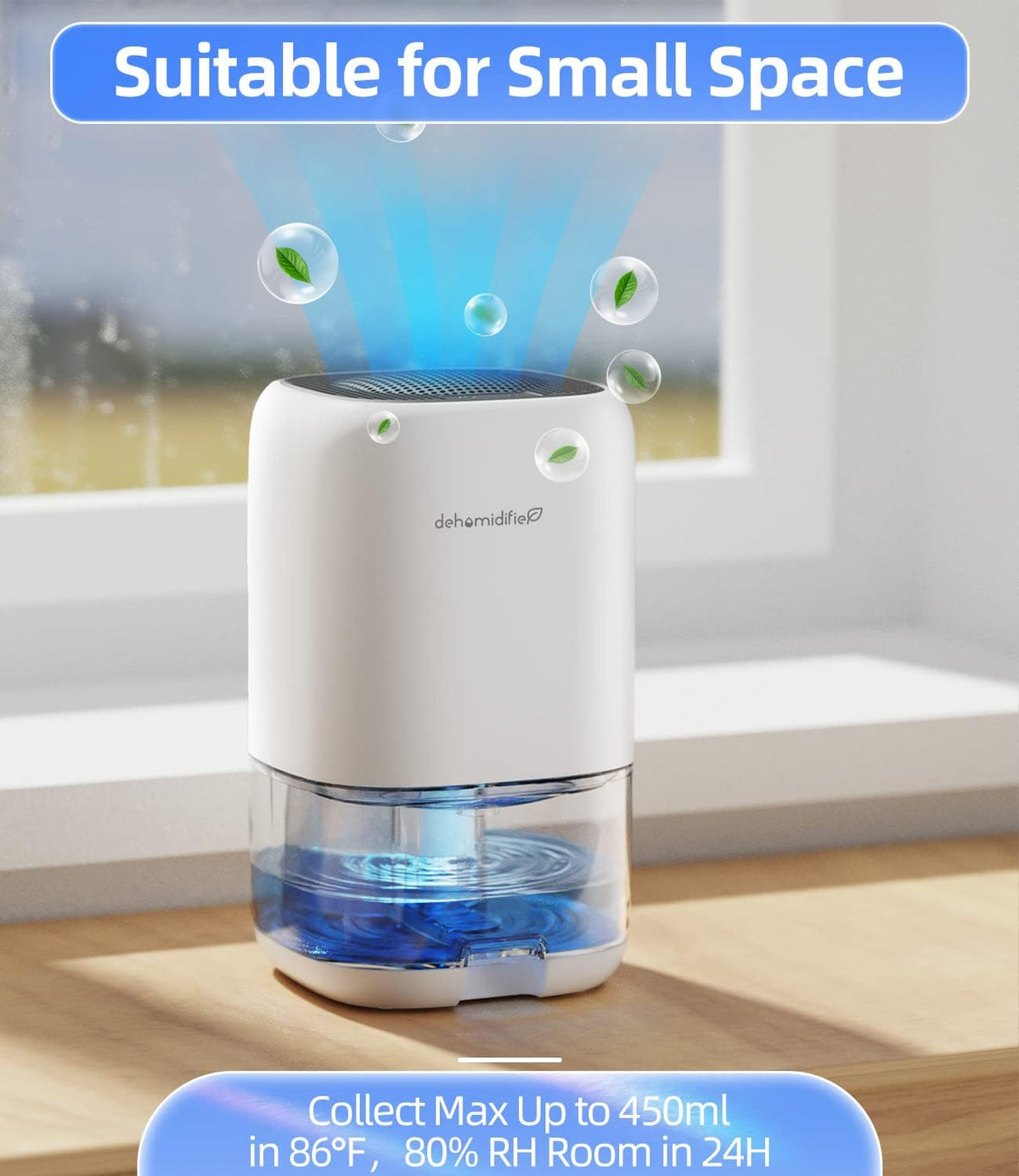 dehumidifier, tabyik 35 oz small dehumidifiers showing dimensions