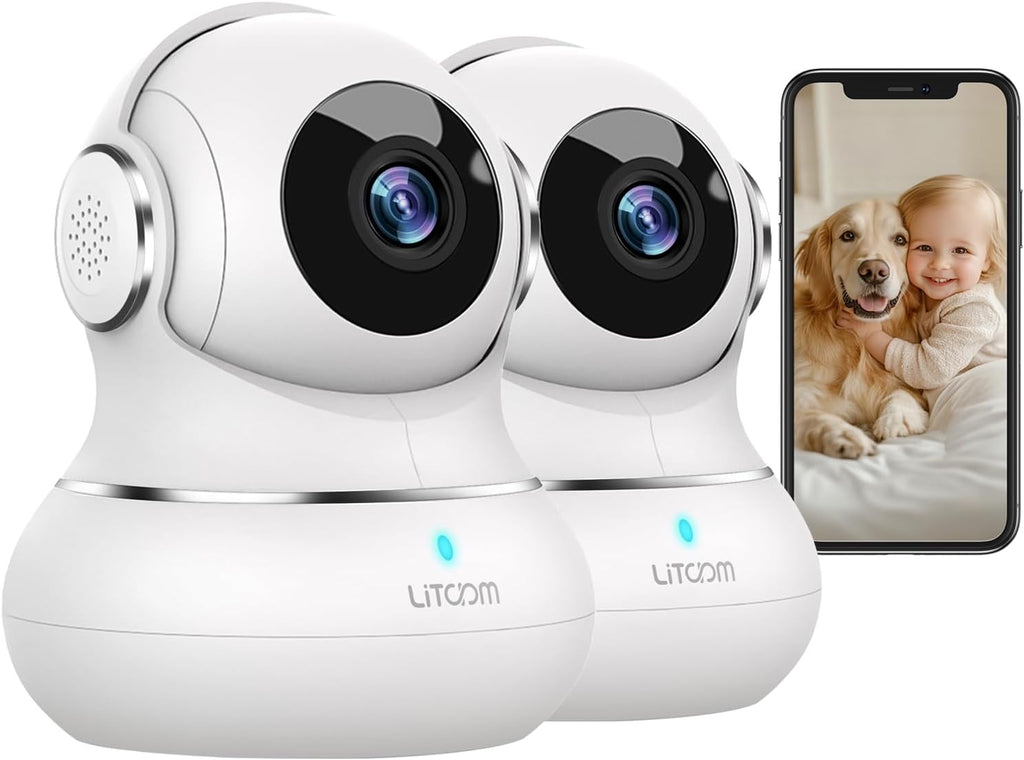 litokam 360 Cameras for Home Security 2K, 2 Pack Indoor Security Camera for