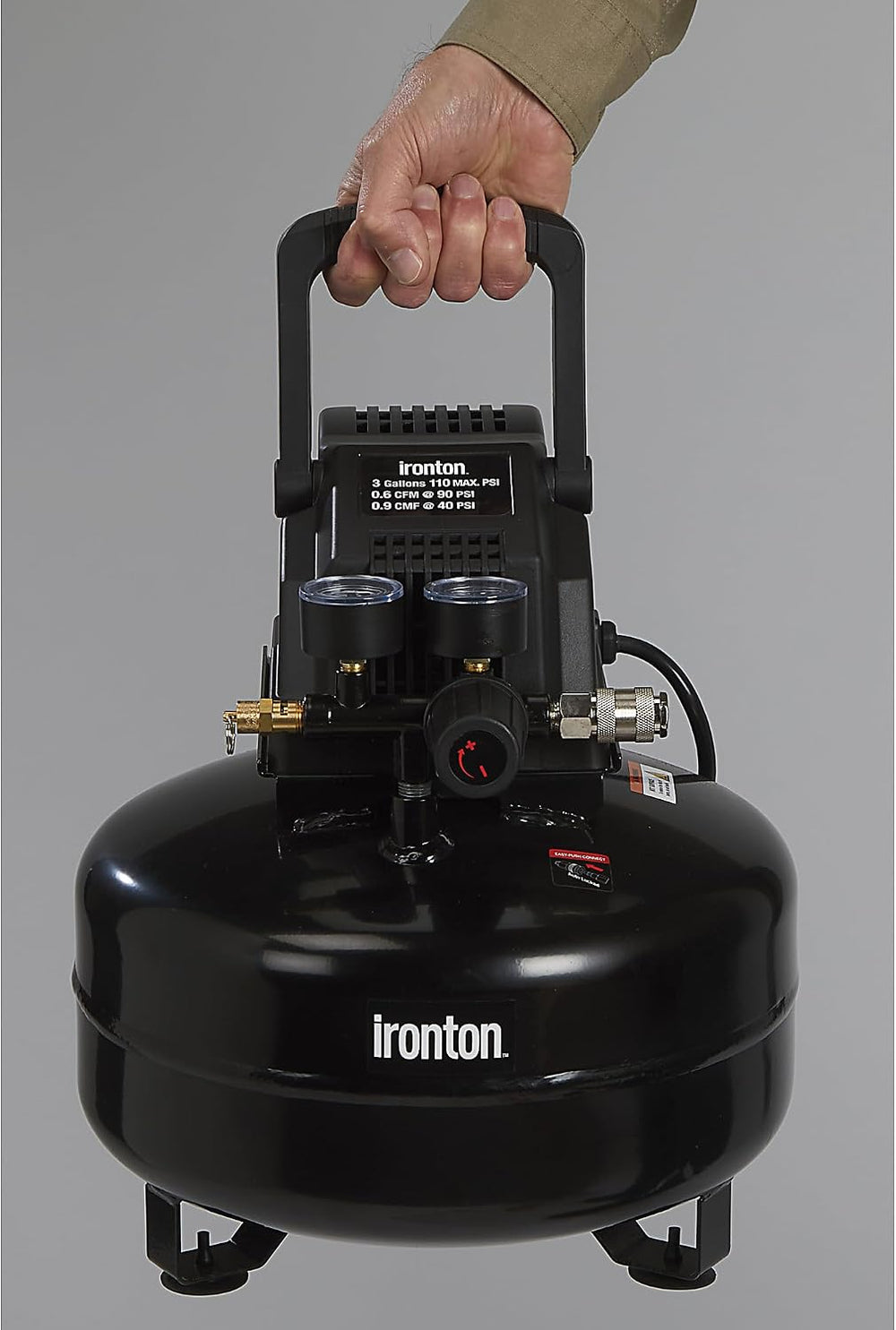 Ironton Oil-Free Pancake Air Compressor, 0.3 HP, 3 Gallon, 110 PSI