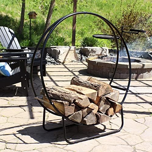 Sunnydaze Outdoor Firewood Rack, Heavy-Duty Steel, 40” Diameter