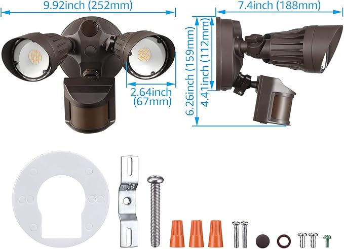 LEONLITE 3CCT LED Security Light, Motion Sensor Outdoor Lights, Dusk to Dawn