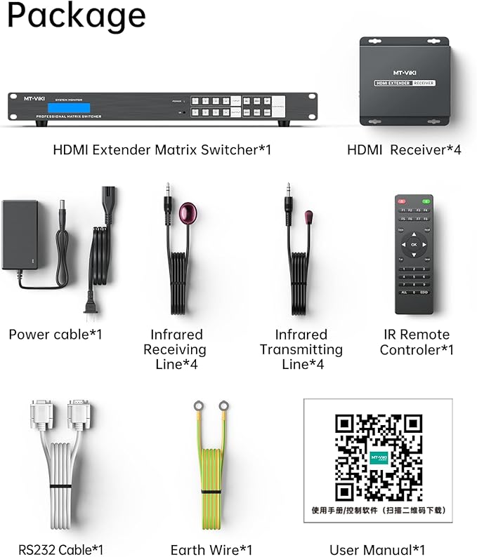MT-VIKI 4K HDMI Matrix Extender 4x4 4K60Hz 4:4:4 Over CAT6/7/8 Cable, Matrix