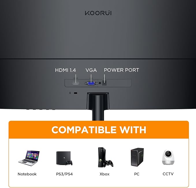 KOORUI 24 inch Curved Monitor, Full HD 1080P Curved Computer Monitor, 100Hz