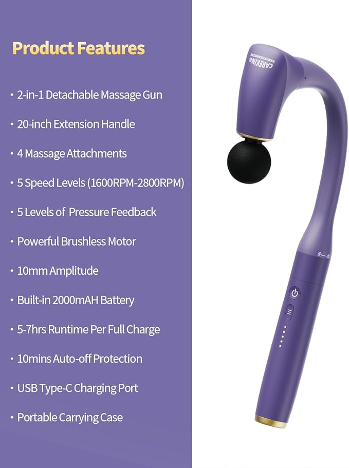 CAREKING 2-in-1 Detachable Muscle Massage Gun Deep Tissue