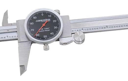 Accusize Industrial Tools 0-6" x 0.001" Dial Caliper, Stainless Steel in Fitted