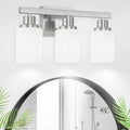 DIKAIDA 3-Light Bathroom Light Fixtures, Nickel Vanity Light, Modern Bathroom