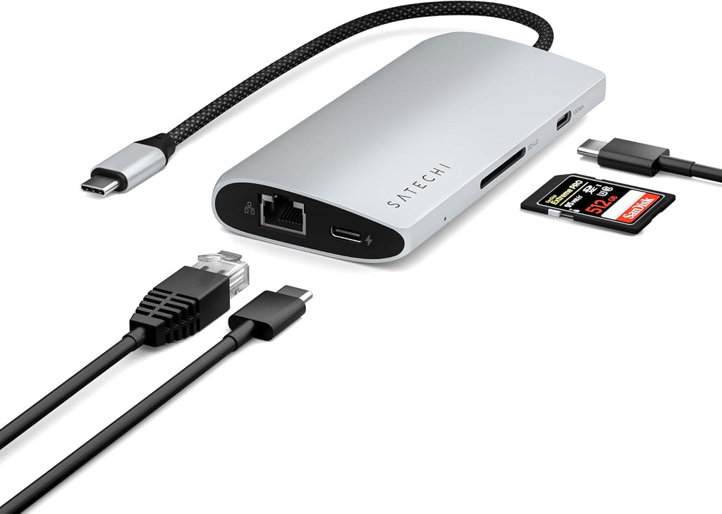 Satechi 8 in 1 USB C Hub Multiport Adapter V3, 8K HDMI, 100W Charging, 4 USB