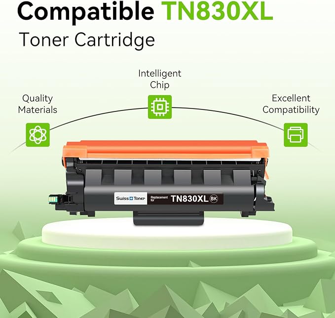 swiss toner Compatible TN830XL TN830 TN830 XL TN-830 TN-830XL Toner Cartridges (4 Pack)