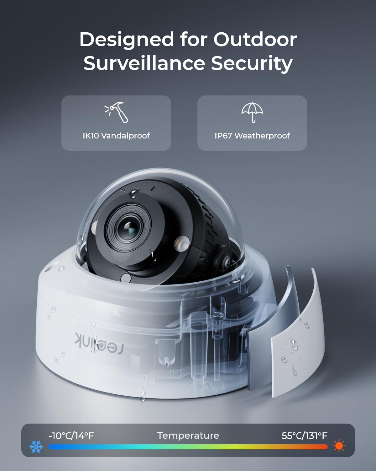 reolink 4k poe security camera rlc-840a, color night, close-up detail
