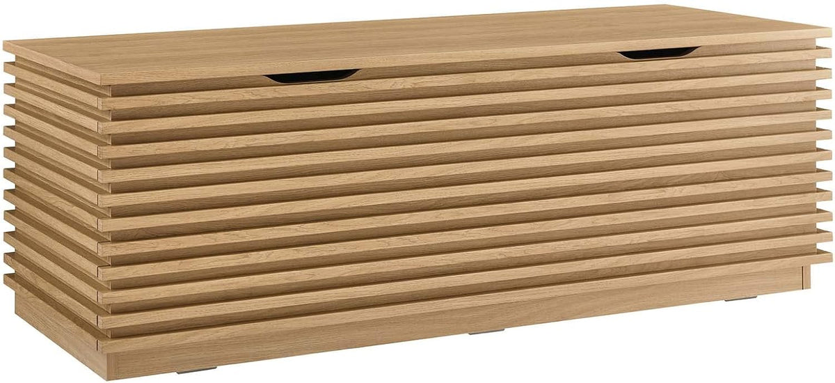 Modway Render 47" Wood Grain Storage Bench in Oak