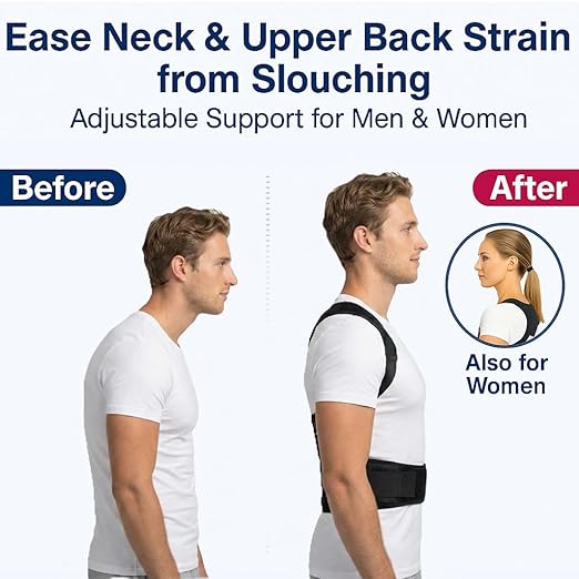 Back Posture Corrector Brace for Men & Women, Back-Anchored Shoulder Support