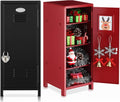 Vercraft 2 Pcs Mini Metal Locker with Lock, 10.8 Inch Safe Box, Red,Black