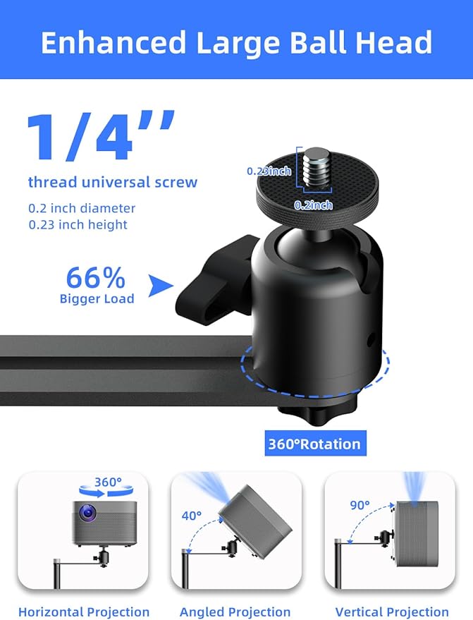 suptek Projector Stand Against Wall Hidden Stand, 360°Swivel, Height Adjustable