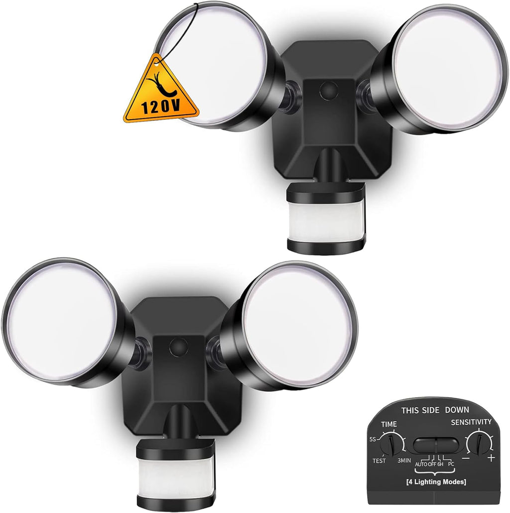 EMANER Security Lights Motion Outdoor, 280W Equiv. Dusk to Dawn LED Flood Light (2-Pack)