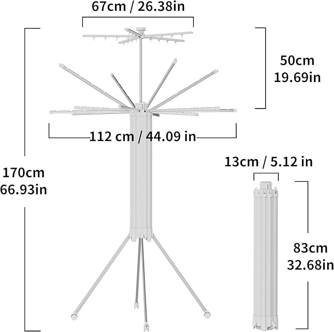 JOOM 4 Legs Double Layer Clothes Drying Rack, Garment Rack Portable and