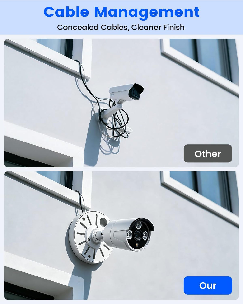 metal security camera junction box, cable concealment base showing dimensions