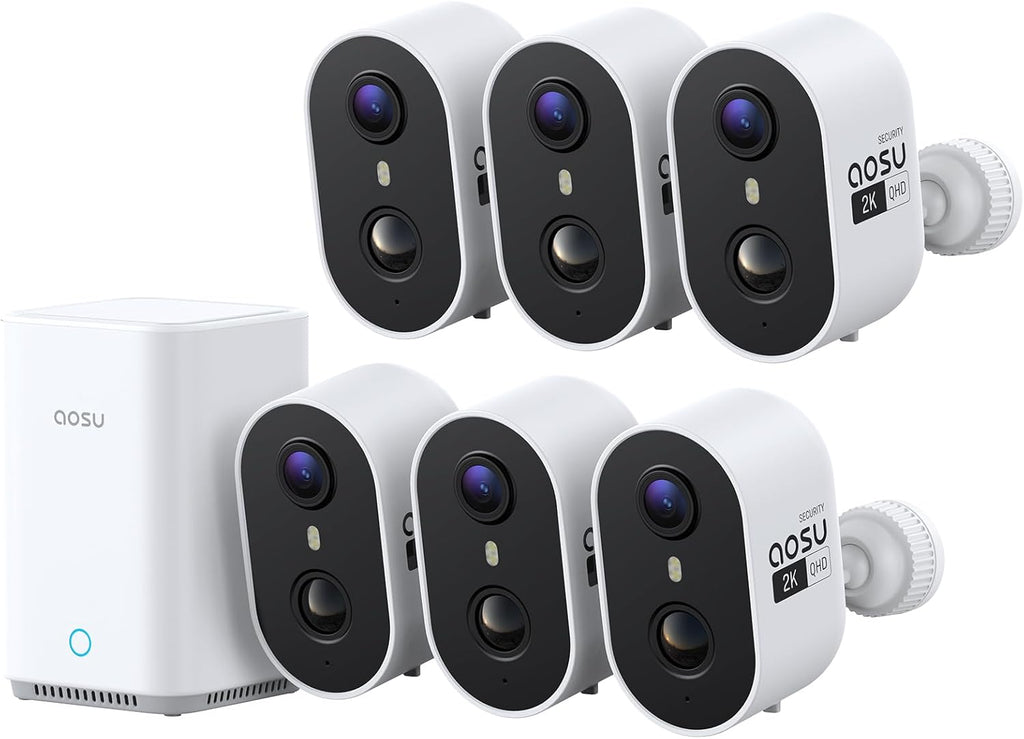 aosu 2k battery security cameras wireless outdoor system shown in use