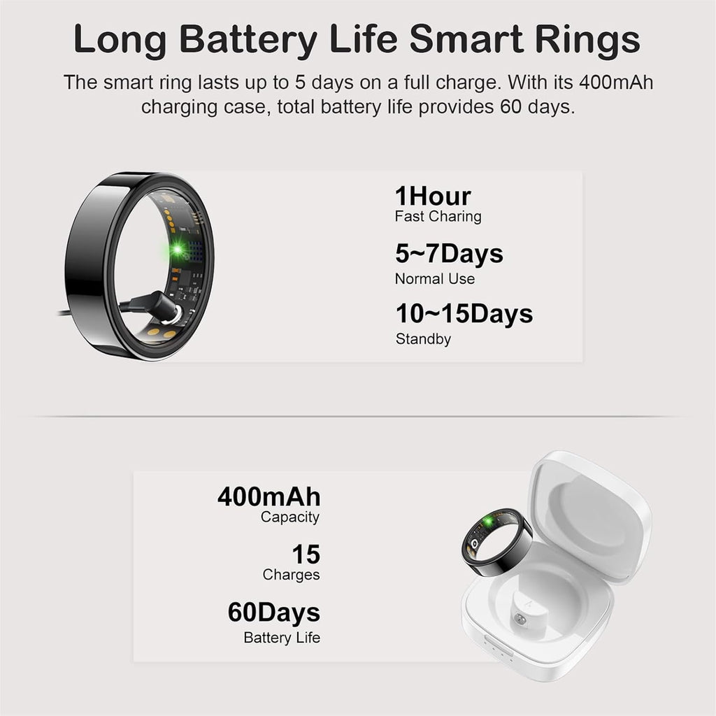 smart ring for women men, sleep activity health, front angle view