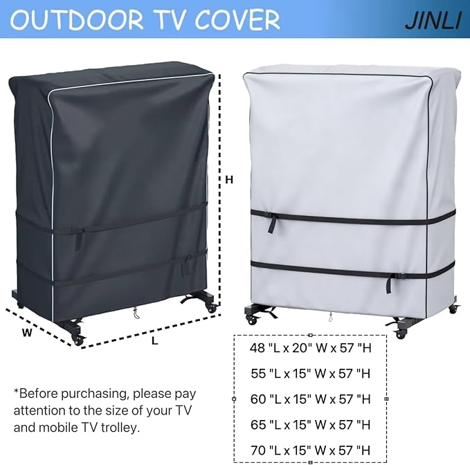 JINLI 65-70 inch outdoor TV trolley cover, courtyard TV cover, Oxford fabric