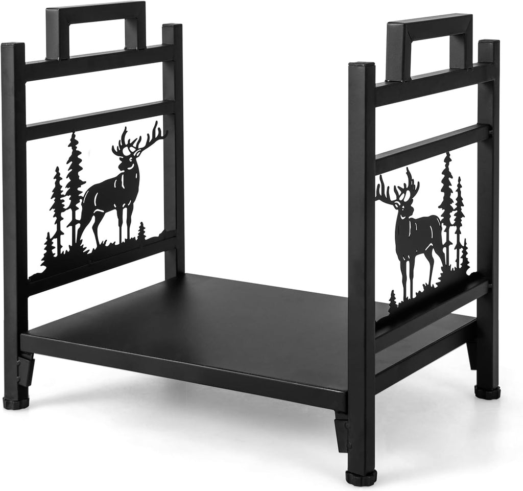 IRONMAX 18" Heavy Duty Firewood Rack with Bottom Tray and Handles
