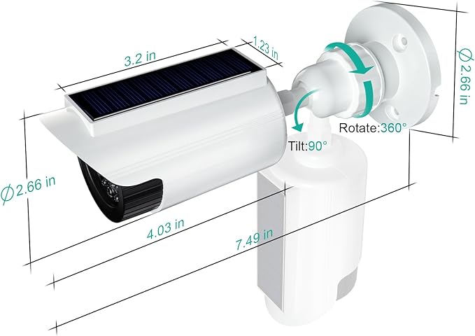 WALI Fake Dummy Camera, Solar Powered Fake Security Camera (2 Pack)
